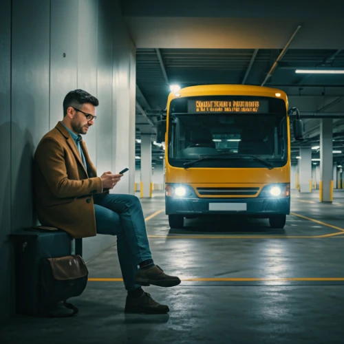 Traveler at airport parking
